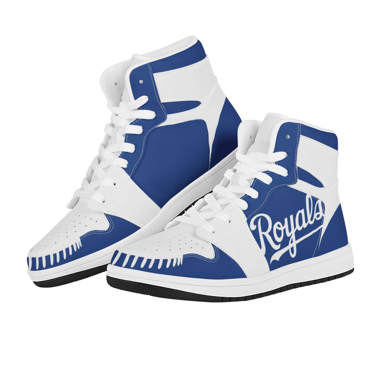 Women's Kansas City Royals High Top Leather AJ1 Sneakers 003